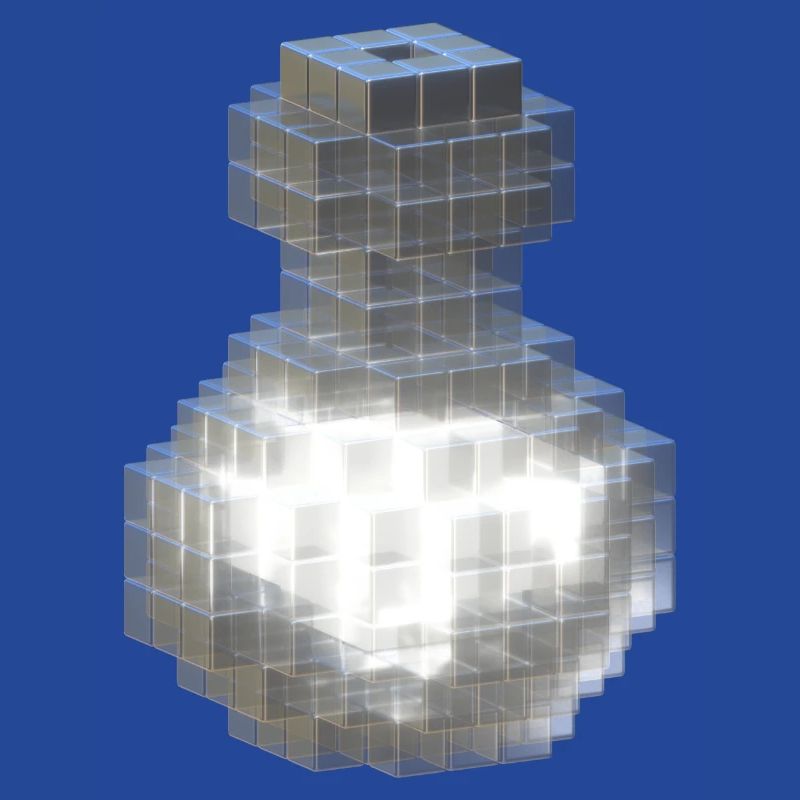 White Crystal Bottle with Fluorescent White Potion