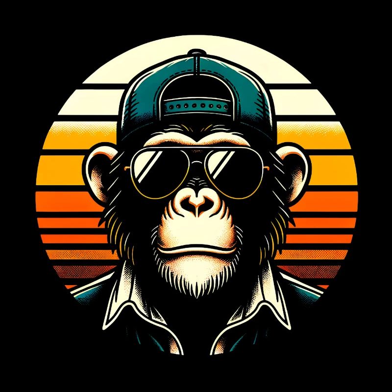 Cooler Schimpanse mit Sonnenbrille und Basecap