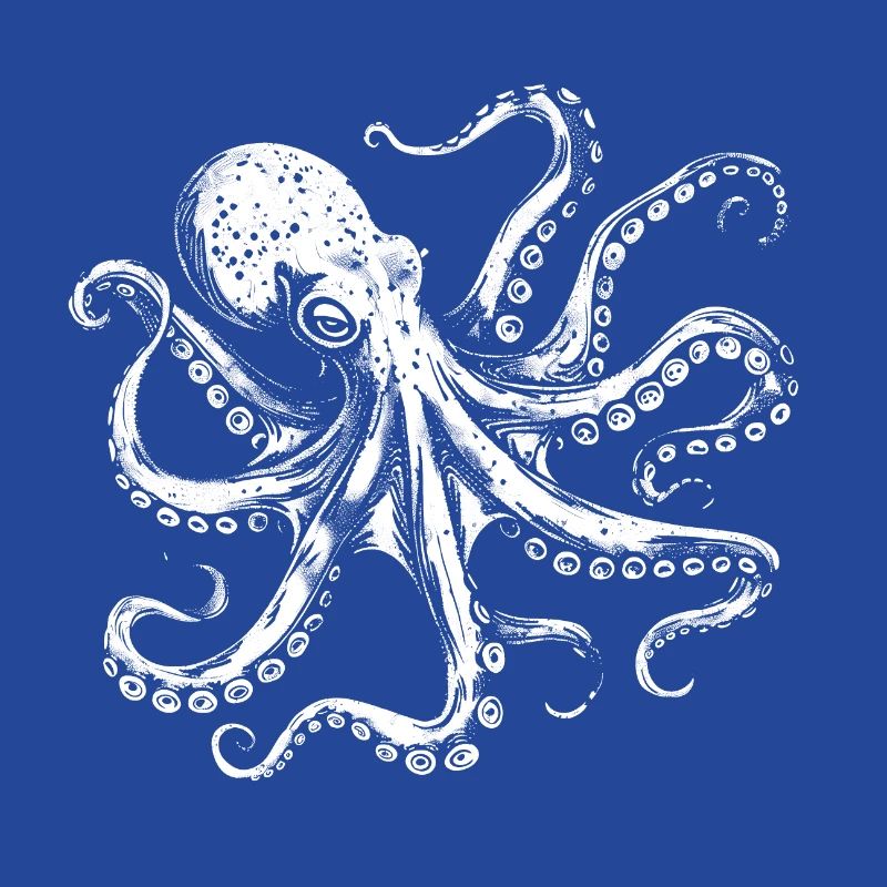 Cool Octopus Octopus Illustration in White