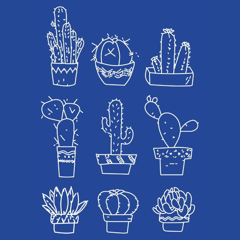 6 different cacti white