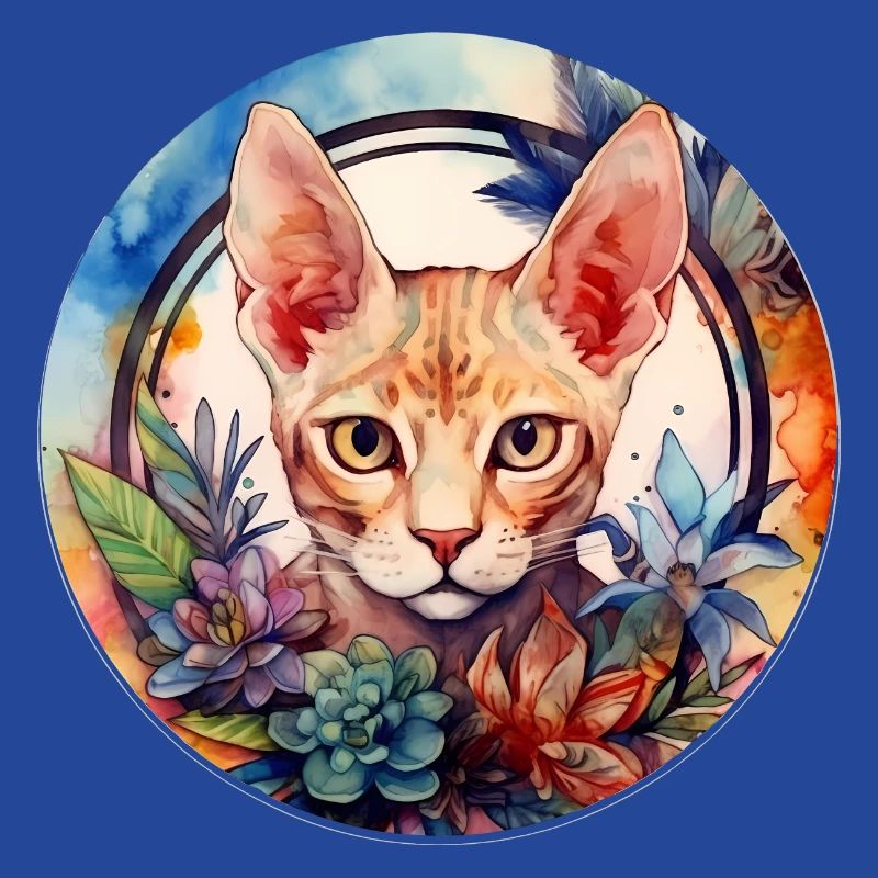 Devon Rex Cat Boho Style, Love Cats