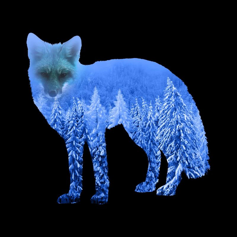 Double Exposure Tiere Polarfuchs Eisfuchs Geschenk