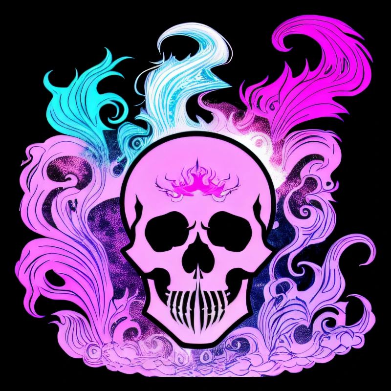Fire Skull Smoke Pink Skeleton Flames 6