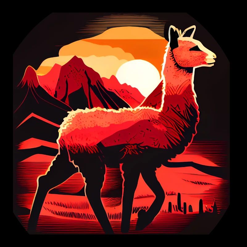 Cria Lama Sunset Mountains