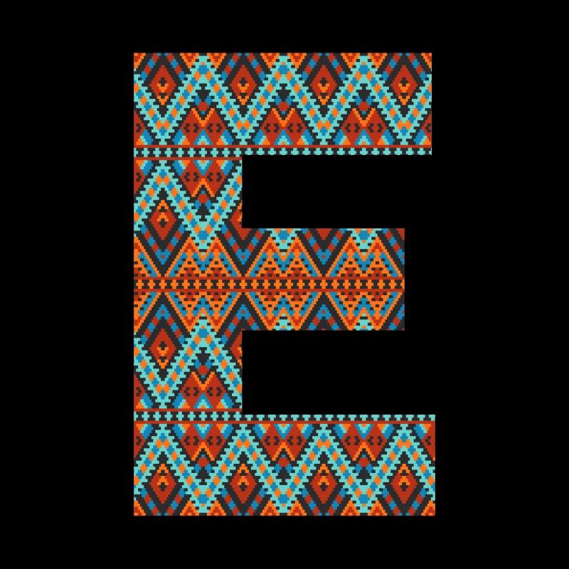 Buchstabe E-Boho-Design, buntes Monogramm