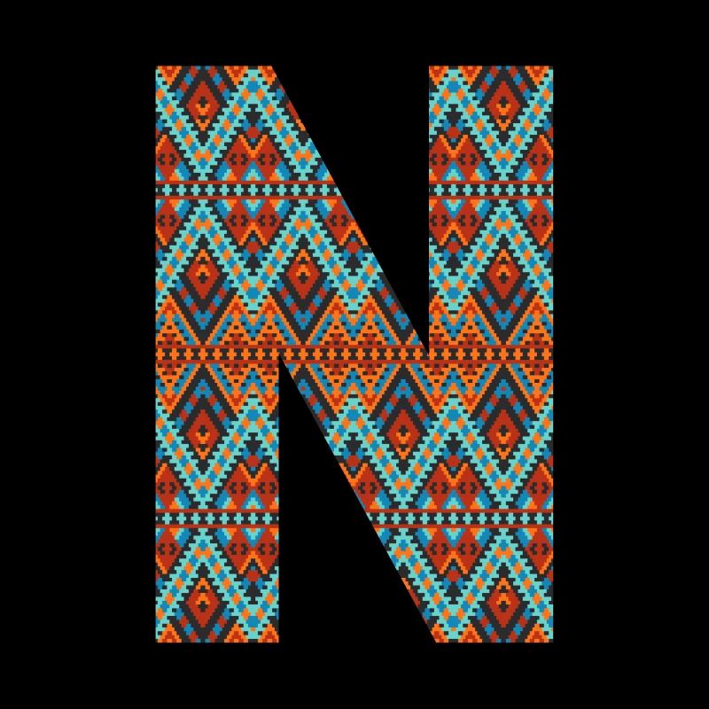 Buchstabe N- Boho-Design, buntes Monogramm