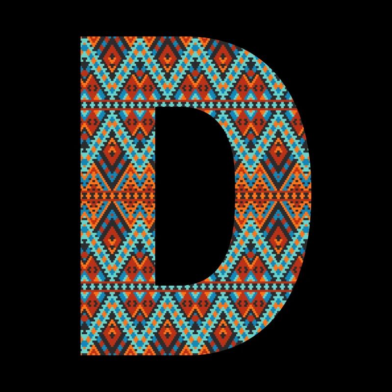 Letter D- boho design, Colorful monogram