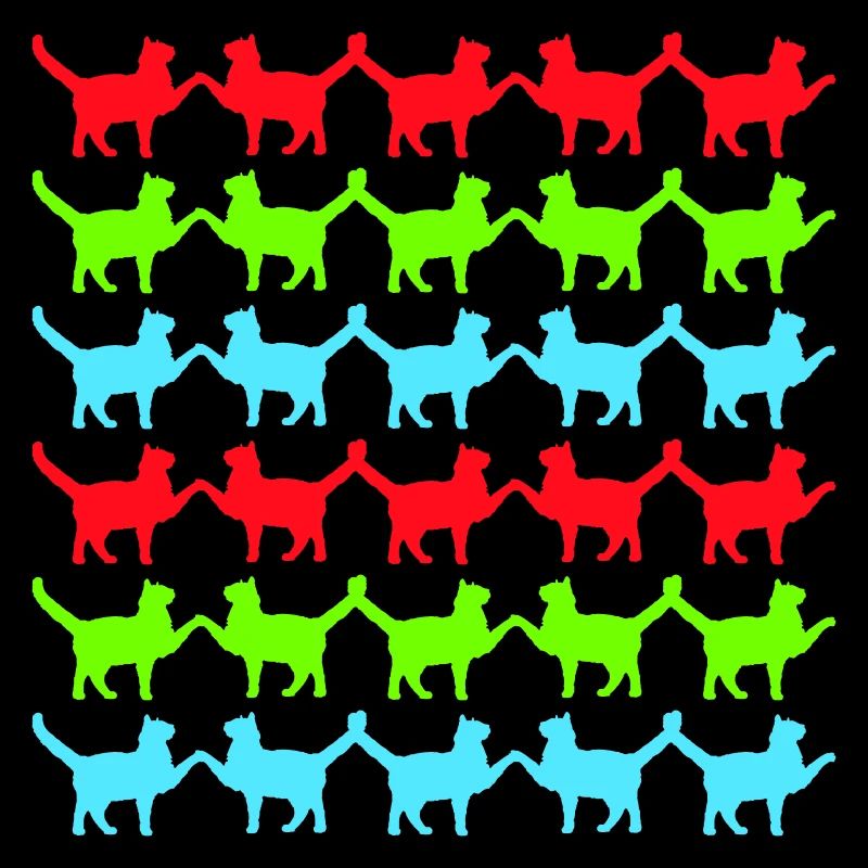 Many Cats Pattern Paws Hands Tail Greeting