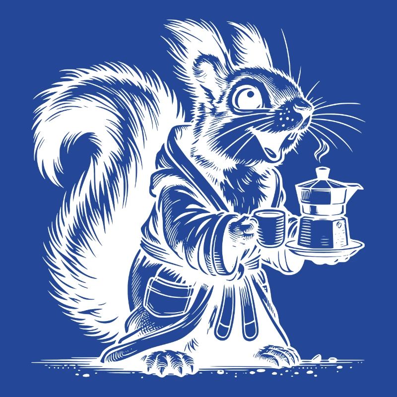 Funny squirrel with strong coffee Drawing