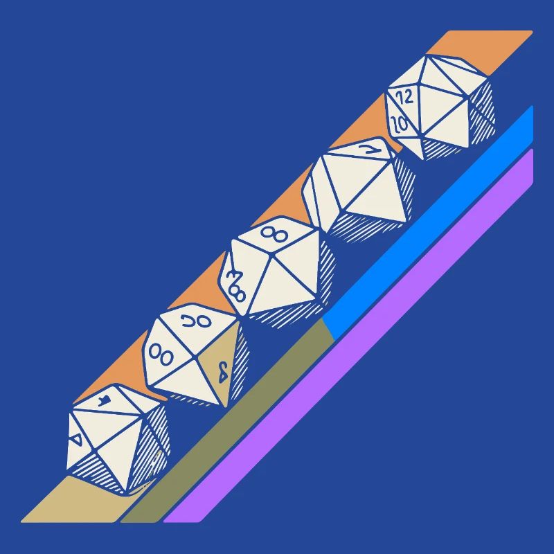 Retro Minimalist Polyhedral Dice Set Tabletop RPGP