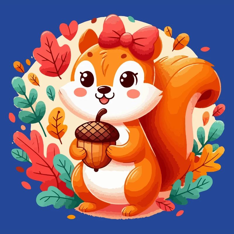 Süßes Eichhörnchen mit Eichel