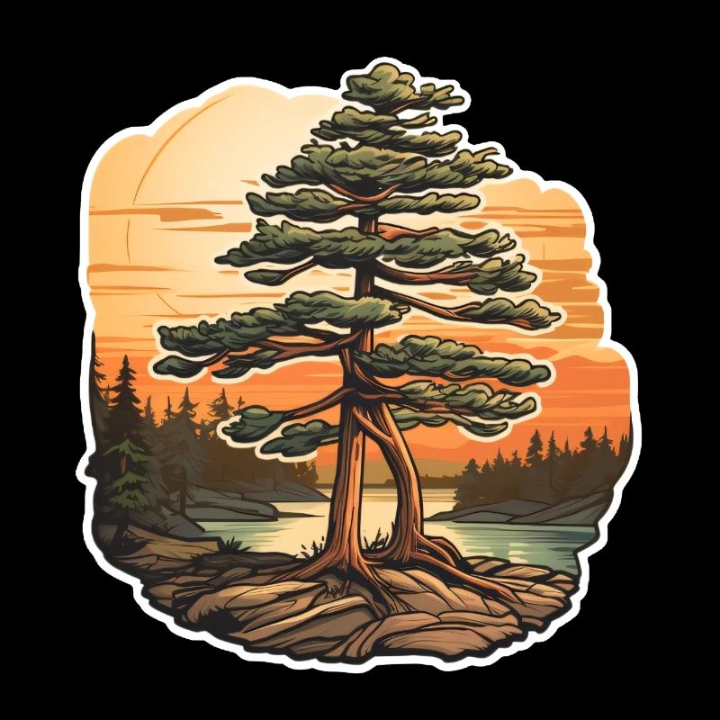 Pine tree at dusk