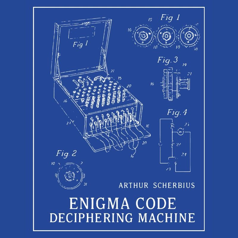 Enigma Code Deciphering Machine Illustration