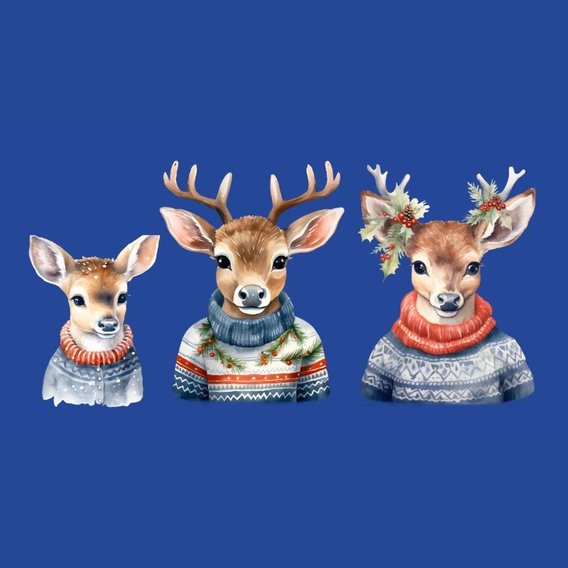 Winterhirsche Pullover-Trio