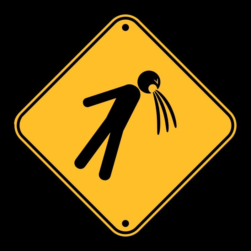 shield caution note vomit vomit