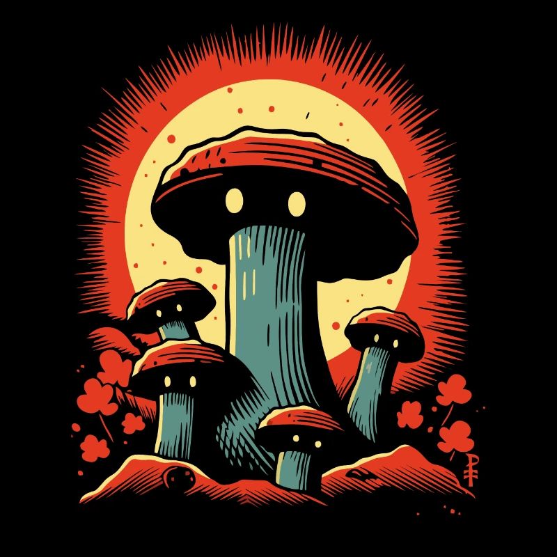 Champignons de dessin animé effrayants