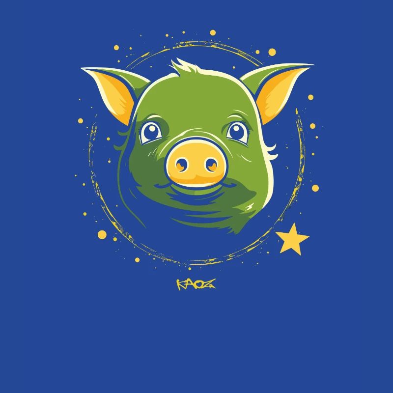 Cochon d'espace vert mignon