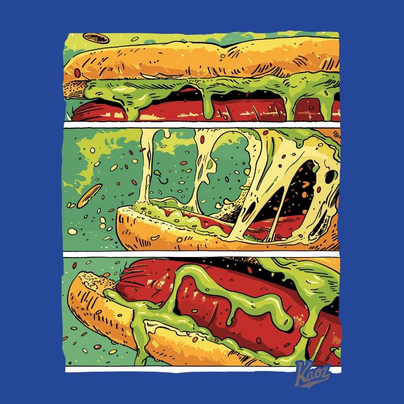 Comic-Panels: Käse-Monster-Wurst im Brötchen