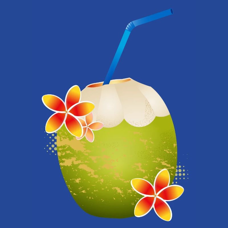Cocktail de noix de coco décoré avec fleur & paille