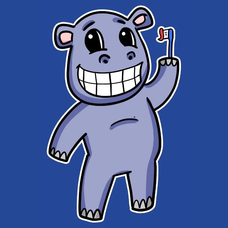 Hippo with toothbrush