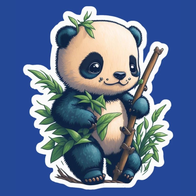Panda mignon avec bambou