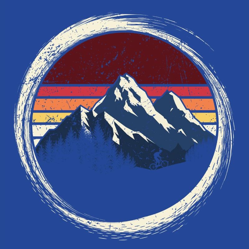 Mountain Sunset Retro Circle