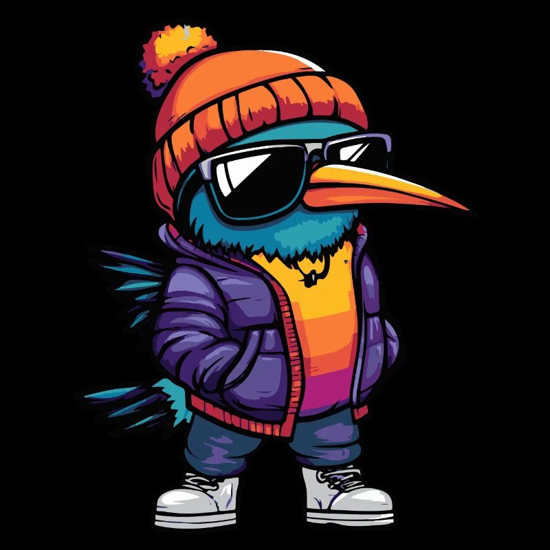 Kolibri Vogel Winter Comic