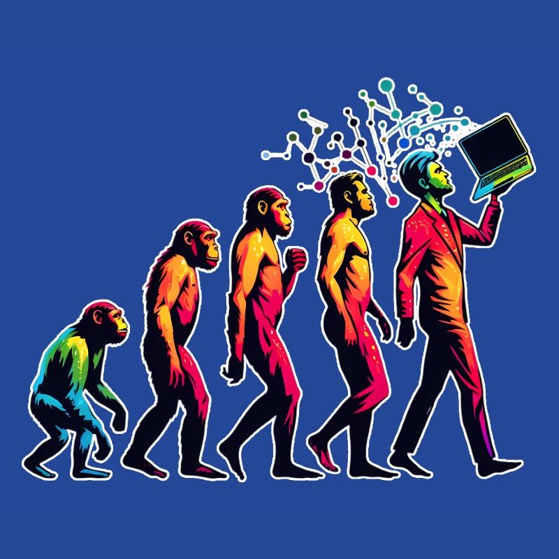 Evolution Humains Vers PC Portable Nerd Geek Monkey