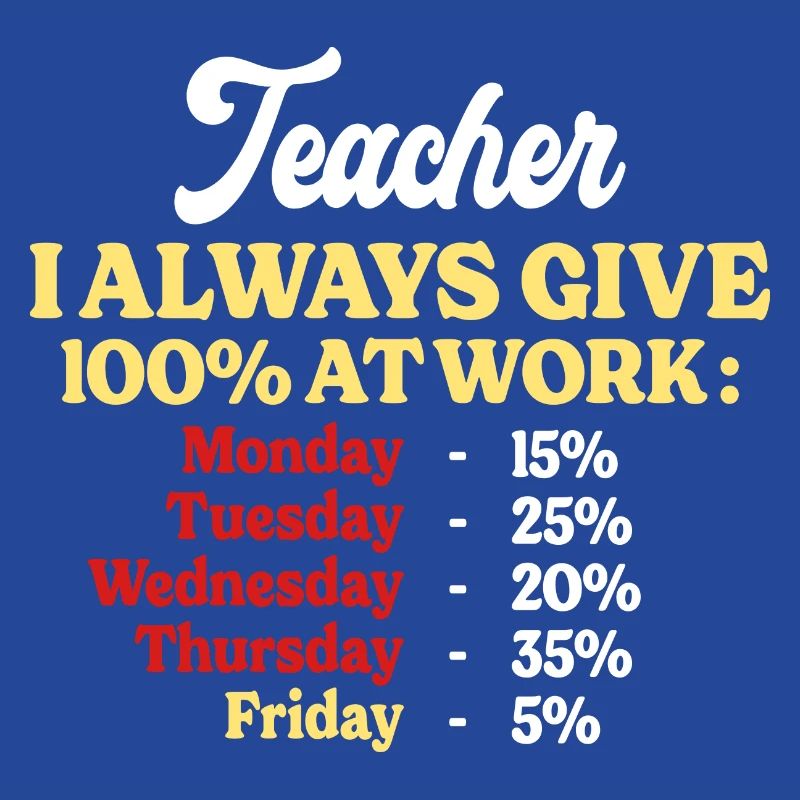100% At Work Funny Teacher Quote