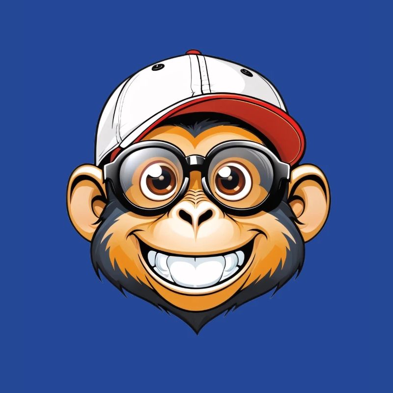Monkey with cap and glasses