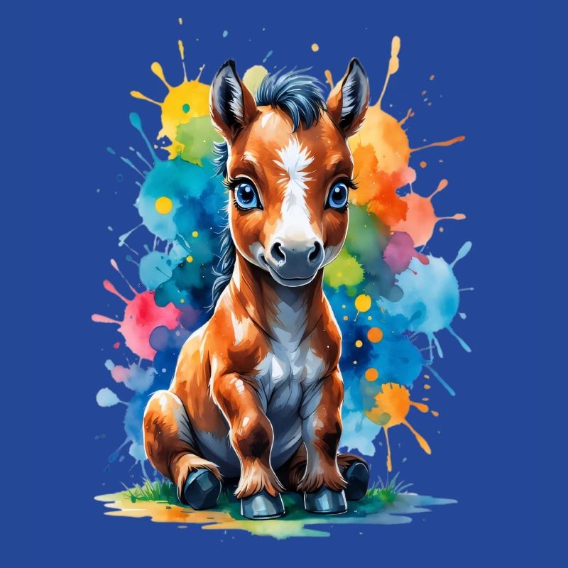 Regenbogenpony im Farbklecks