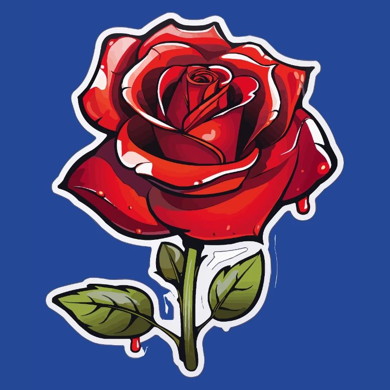 Rote Rose im Comics-Stil
