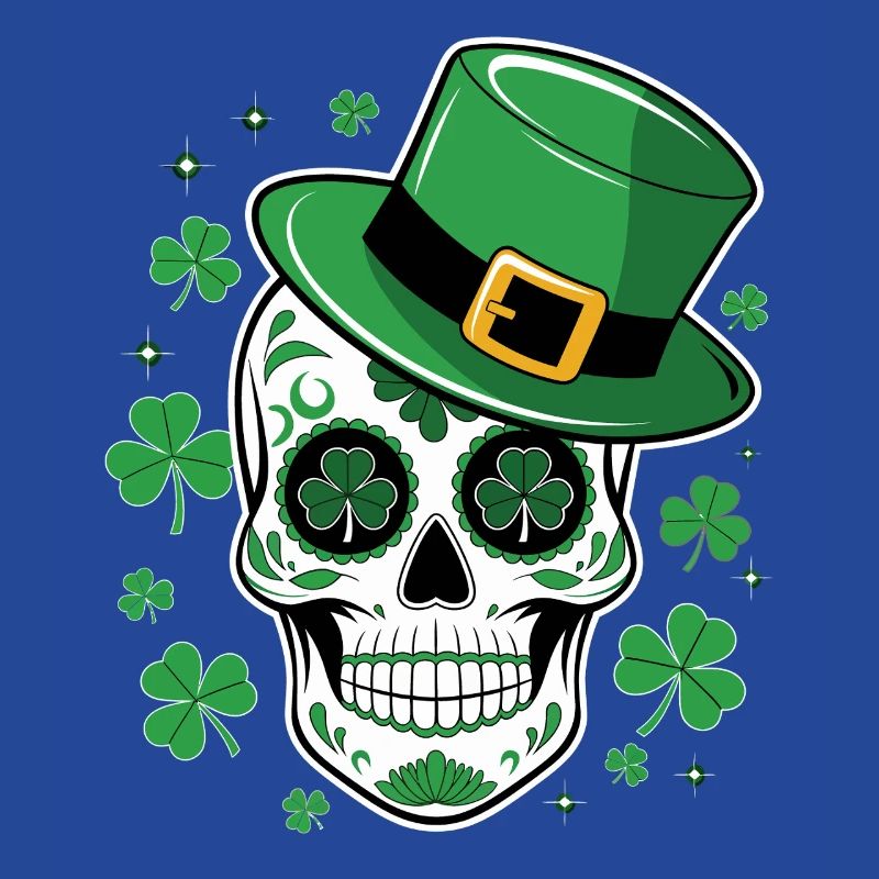 Crâne vert avec chapeau de saint Patrick