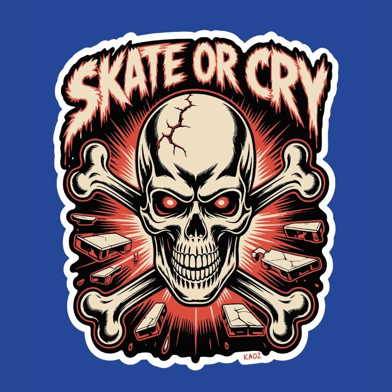 Skate- oder Cry-Skull-Tee-Design