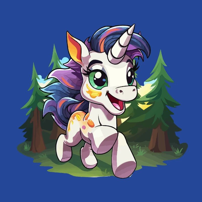 Licorne colorée de la forêt heureuse