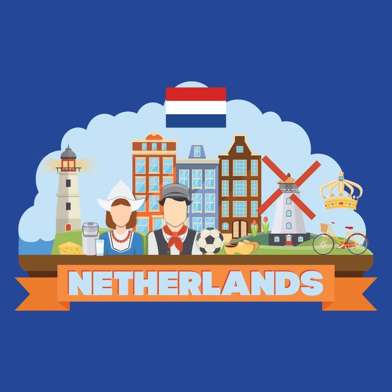 Netherlands travel flat composition