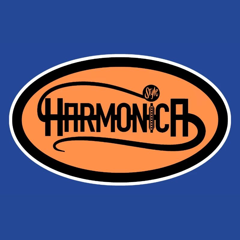 Harmonica Logo Style white edge for harmonica player