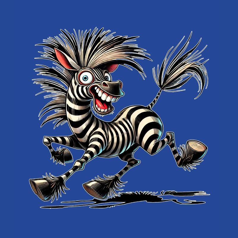 Crazy Zebra style bande dessinée Motif drôle d’animal