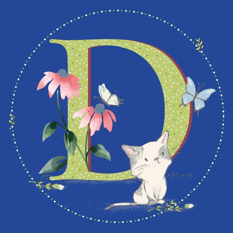 Anfangsbuchstabe D mit Katze