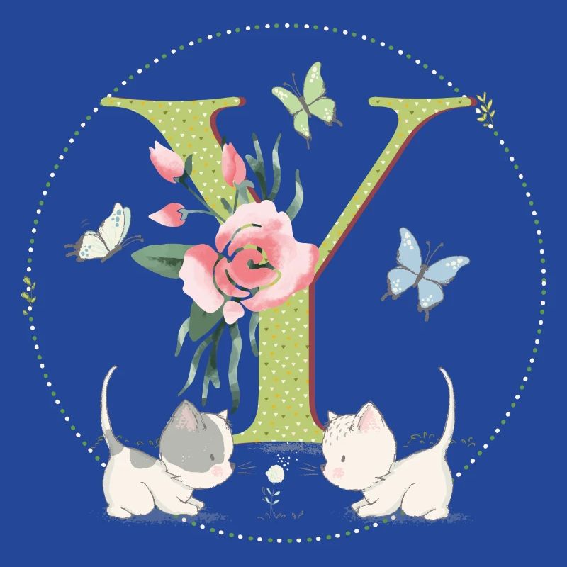 Lettre initiale Y avec chat