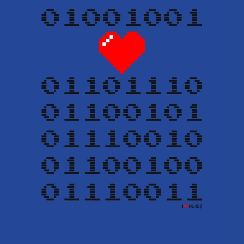I Love Nerds tshirt - I Heart Nerds in Binary