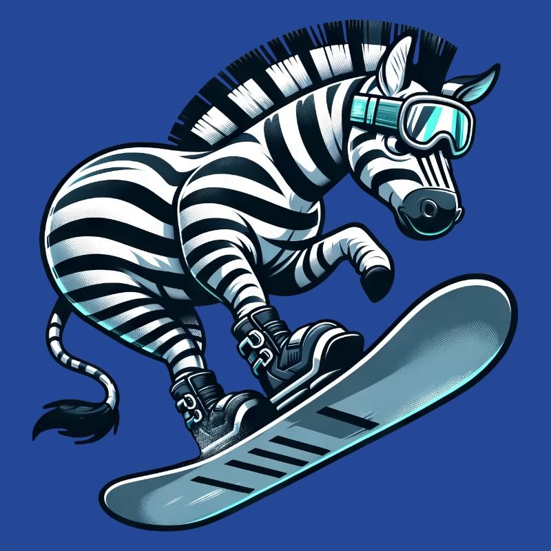 Zebra Snowboard Snowboarder Snowboarding Süß Comic