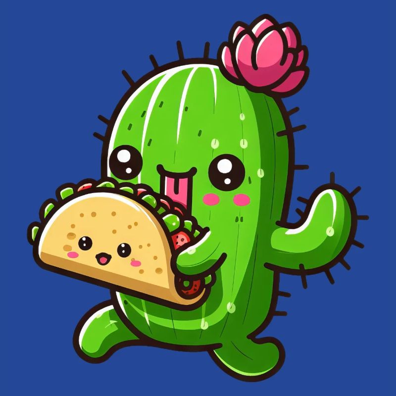 Conception de bande dessinée de tacos de cactus mignon