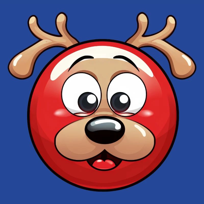 Rundes Rentier-Weihnachtskugel Comic Design
