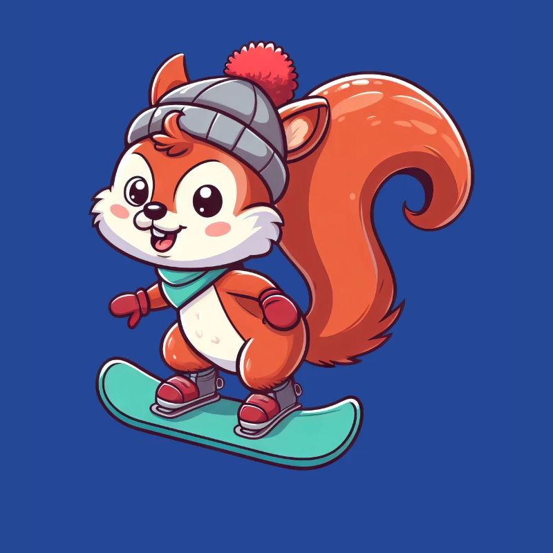 Winterabenteuer mit Eichhörnchen – Snowboard-Spaß