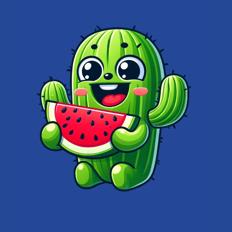 Bande dessinée mignonne de cactus avec pastèque fruitée