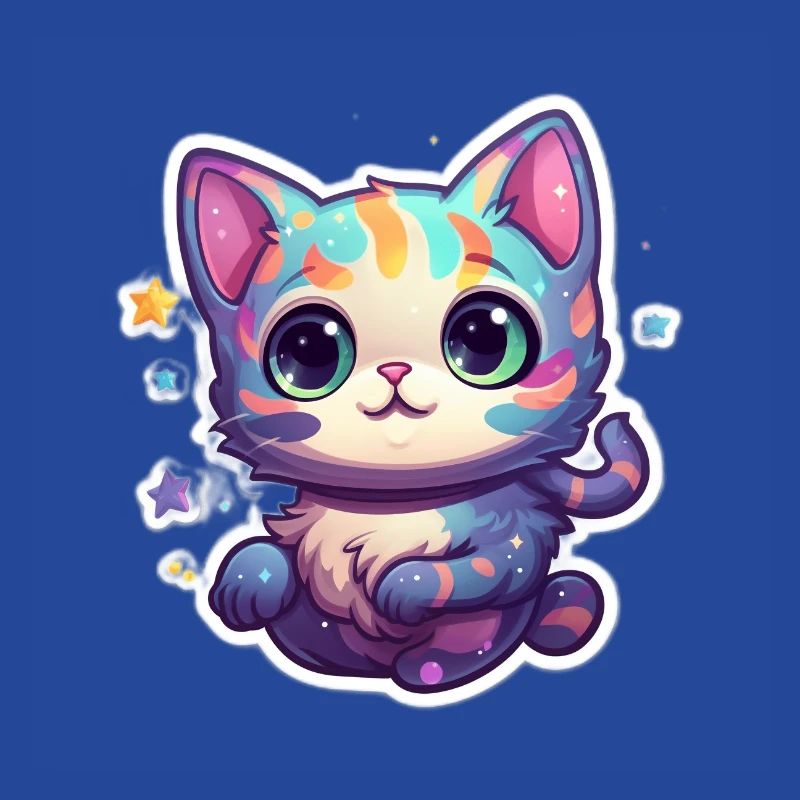 Mignon chat de dessin animé flottant dans l’espace