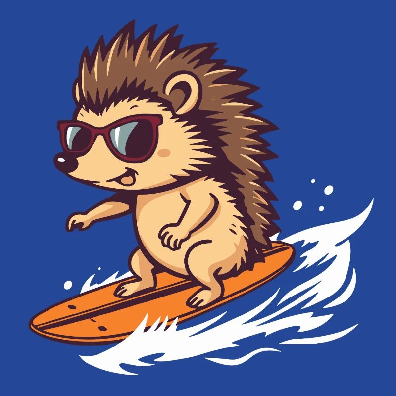 Surfender Igel mit Sonnenbrille