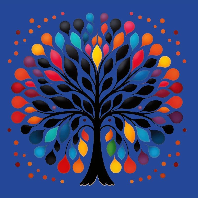 Lebendige Lebensbaum-Dot Art farbenfrohe Design