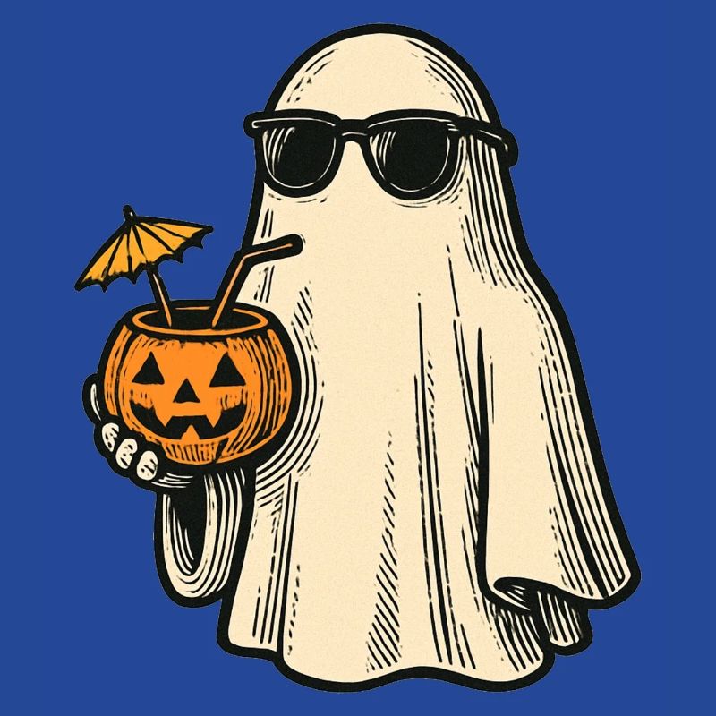 Cooles Halloweengespenst mit Cocktail